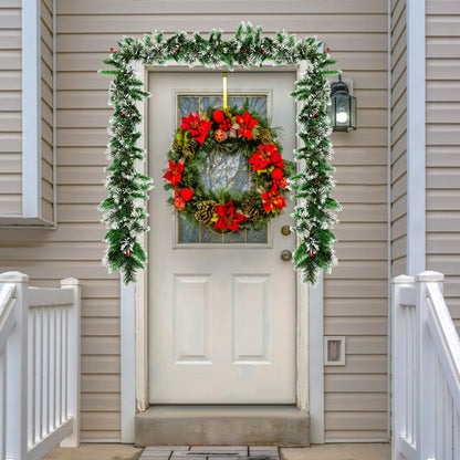 9 Feet Pre-lit Snow Flocked Tips Christmas Garland with Red Berries, Green Christmas Decor & Accessories at Gallery Canada