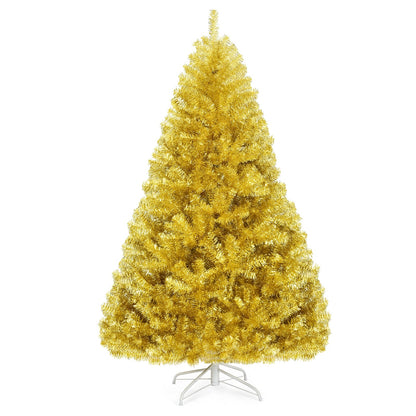 6 Ft Artificial Tinsel Christmas Tree, Hinged Foldable Stand, Gold Christmas Tree at Gallery Canada