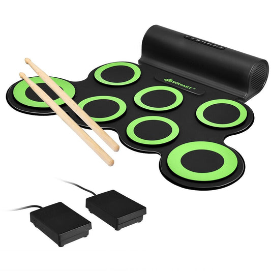 Set 7 Kit Electronic Roll Up Pads MIDI Drum , Green - Gallery Canada