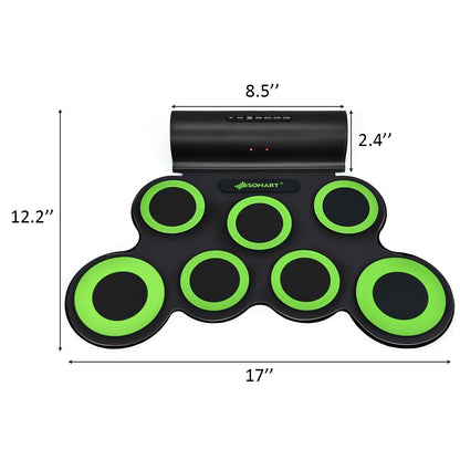 Set 7 Kit Electronic Roll Up Pads MIDI Drum , Green at Gallery Canada