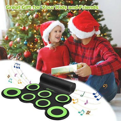 Set 7 Kit Electronic Roll Up Pads MIDI Drum , Green at Gallery Canada