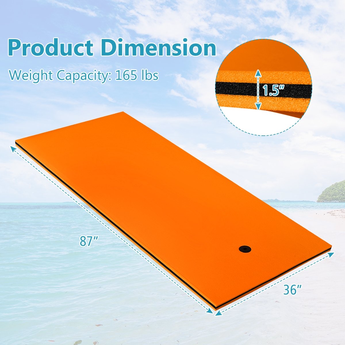 3-Layer Relaxing Tear-proof Water Mat, Orange at Gallery Canada