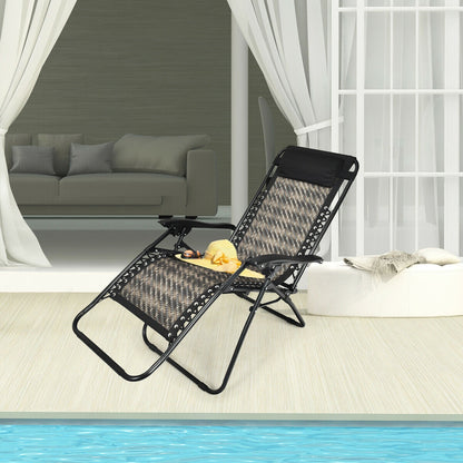 Folding Rattan Zero Gravity Lounge Chair with Removable Head Pillow, Gray Beach & Lawn Chairs at Gallery Canada