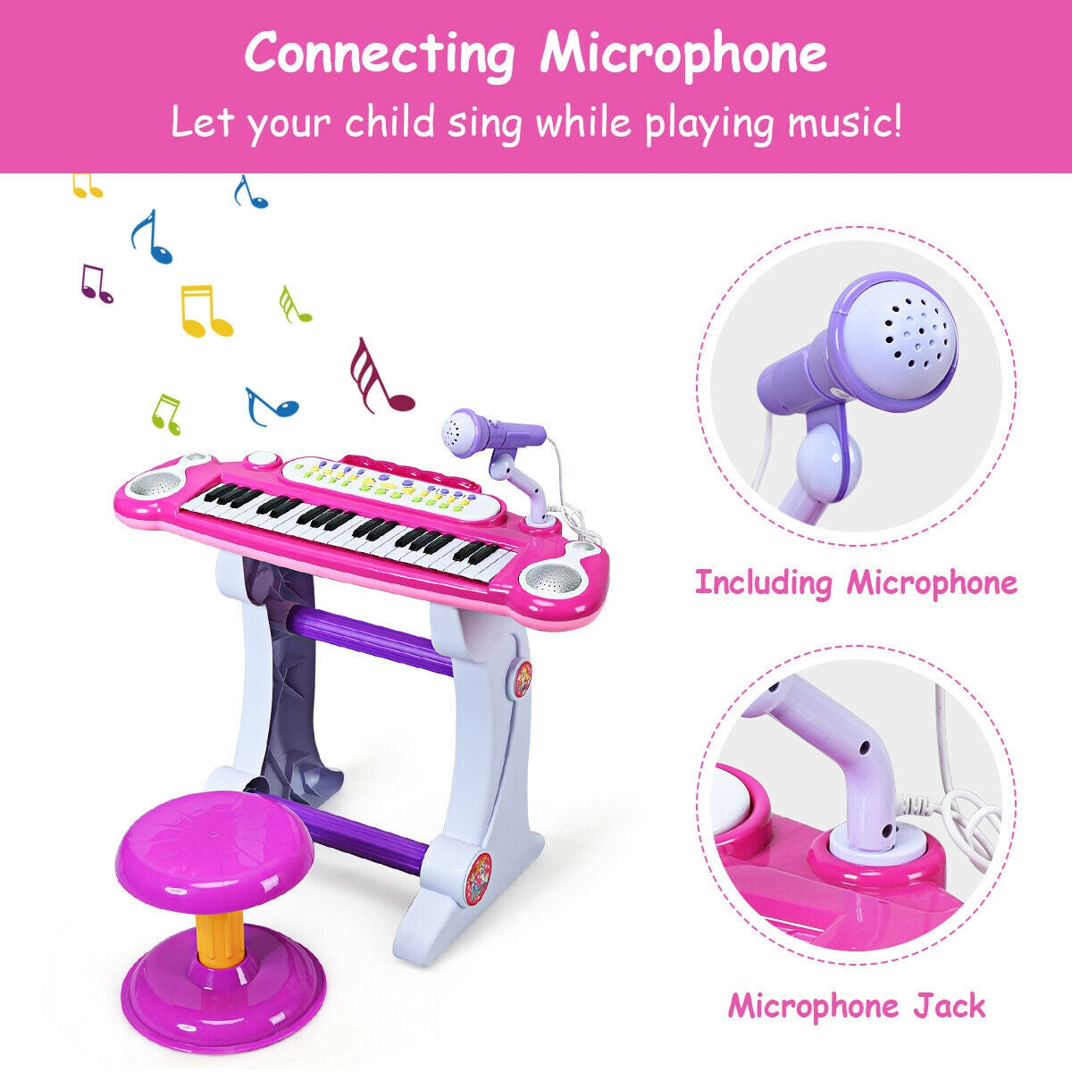 37 Key Electronic Keyboard Kids Toy Piano, Pink Musical Toys at Gallery Canada