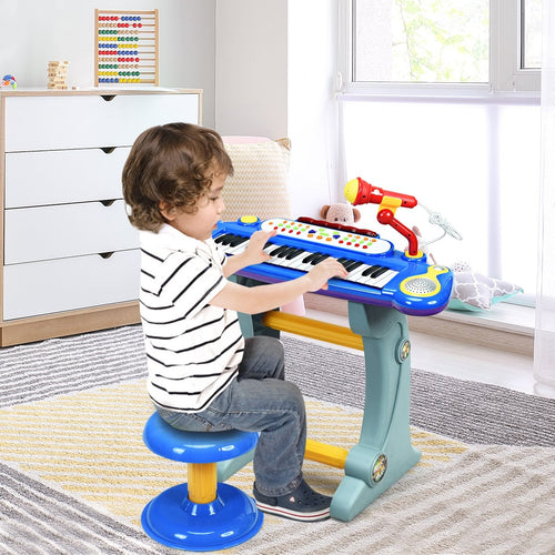 37 Key Electronic Keyboard Kids Toy Piano, Blue