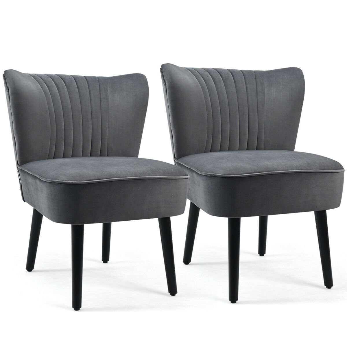 Set of 2 Armless Upholstered Leisure Accent Chair, Gray Accent Chairs Gray at Gallery Canada
