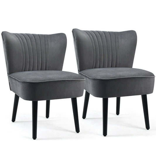 Set of 2 Armless Upholstered Leisure Accent Chair, Gray Accent Chairs Gray at Gallery Canada