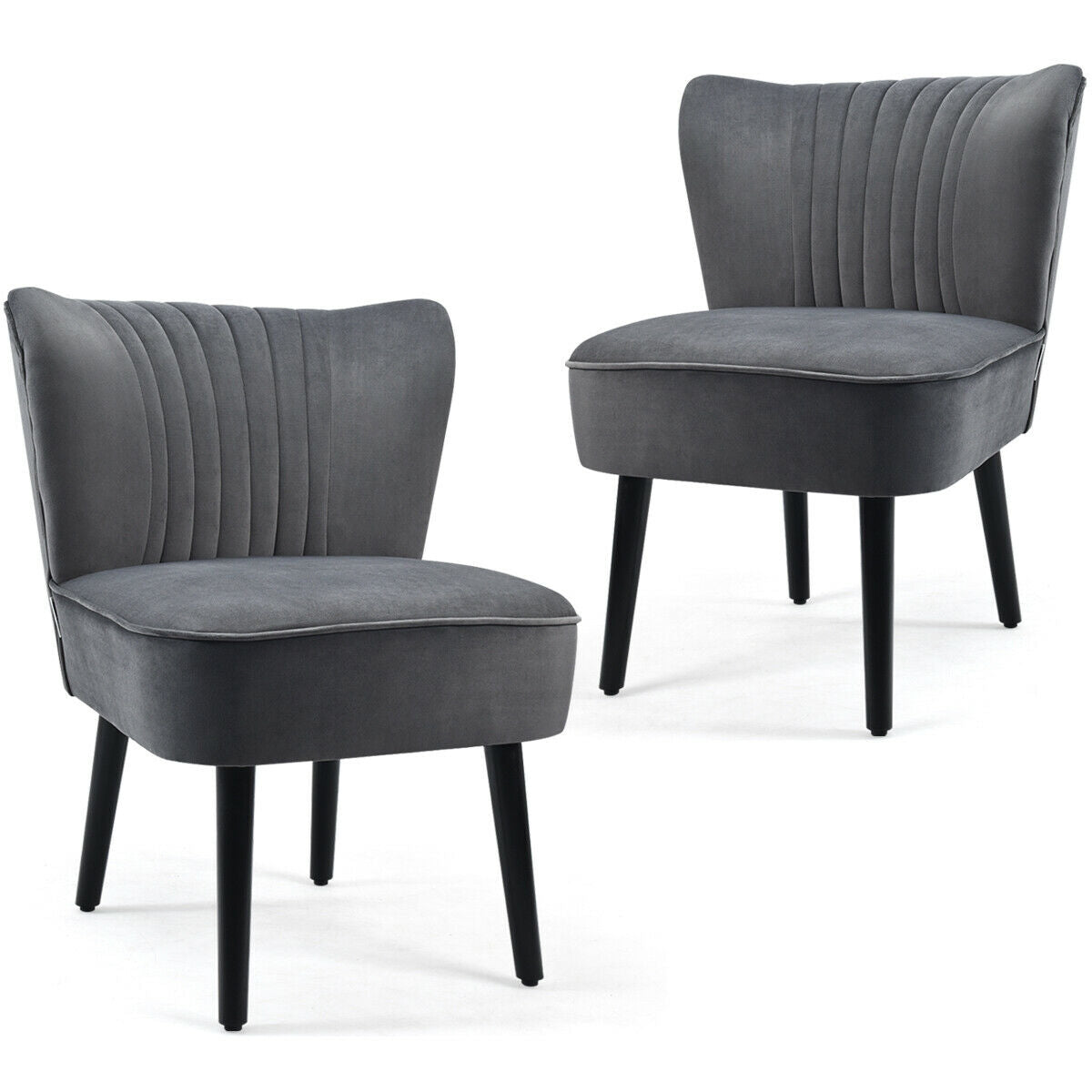 Set of 2 Armless Upholstered Leisure Accent Chair, Gray Accent Chairs at Gallery Canada