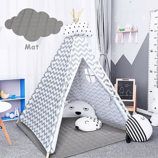 5.2 Feet Portable Kids Indian Play Tent, Gray - Gallery Canada