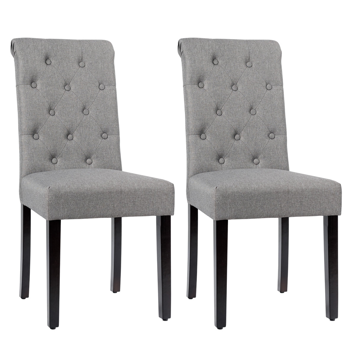 Set of 2 Tufted Dining Chair, Gray Dining Chairs Gray at Gallery Canada