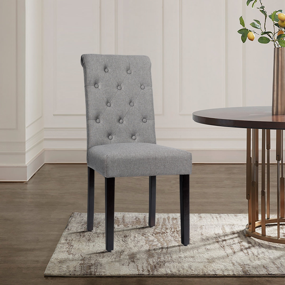 Set of 2 Tufted Dining Chair, Gray Dining Chairs at Gallery Canada