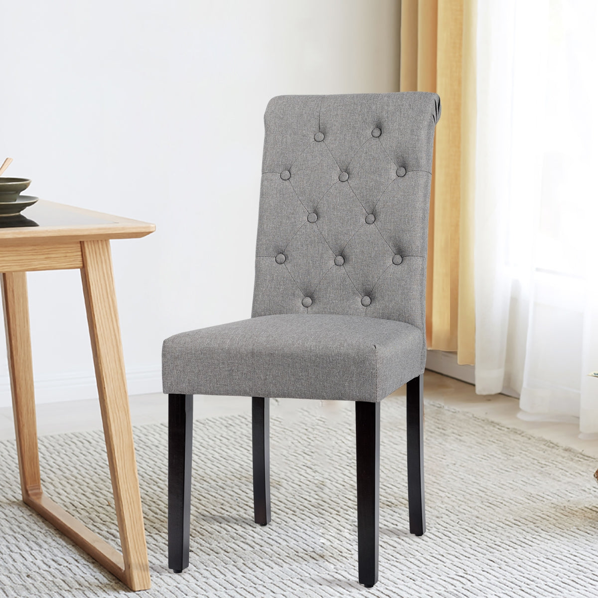 Set of 2 Tufted Dining Chair, Gray Dining Chairs at Gallery Canada