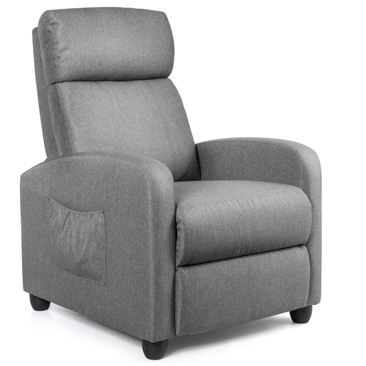 Recliner Sofa Wingback Chair with Massage Function, Gray - Gallery Canada