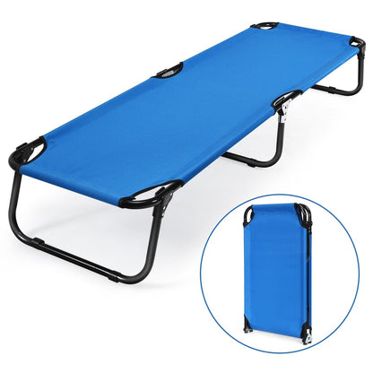 Outdoor Folding Camping Bed for Sleeping Hiking Travel, Blue - Gallery Canada