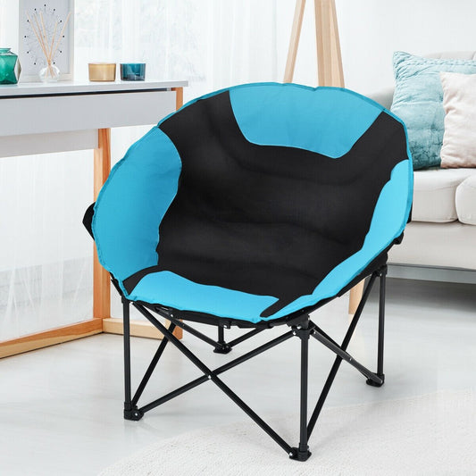 Moon Saucer Steel Camping Chair Folding Padded Seat, Blue - Gallery Canada