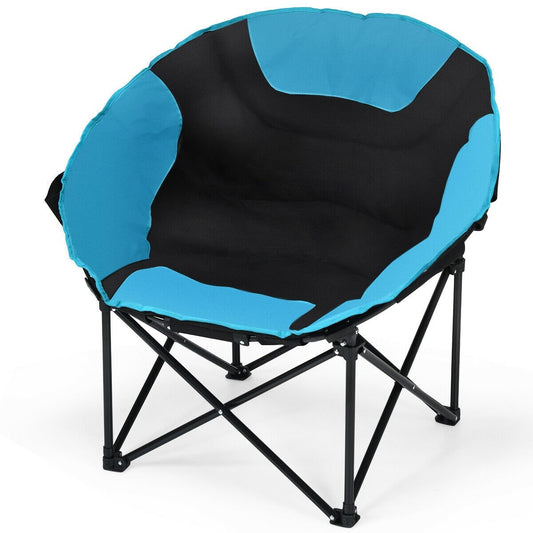 Moon Saucer Steel Camping Chair Folding Padded Seat, Blue - Gallery Canada