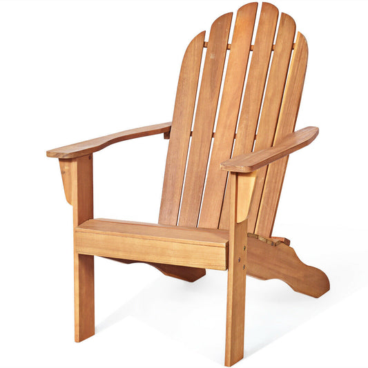 Acacia Wood Outdoor Adirondack Chair with Ergonomic Design, Natural Adirondack Chairs Natural at Gallery Canada