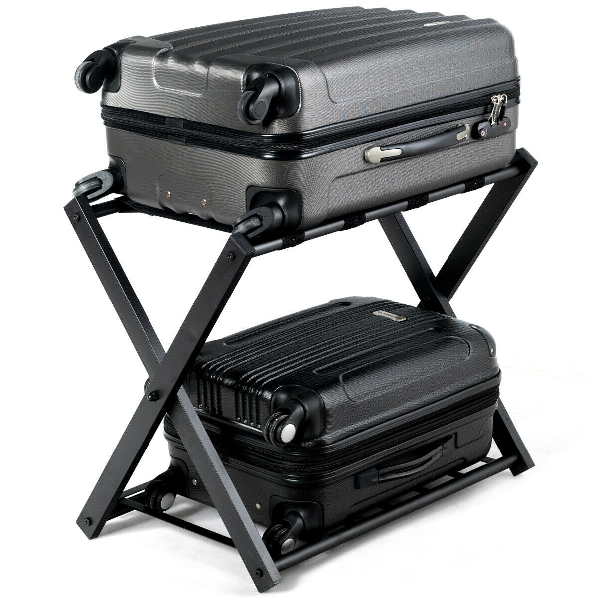 Set of 2 Folding Metal Luggage Rack Suitcase, Black Shoe Racks & Storage Benches at Gallery Canada