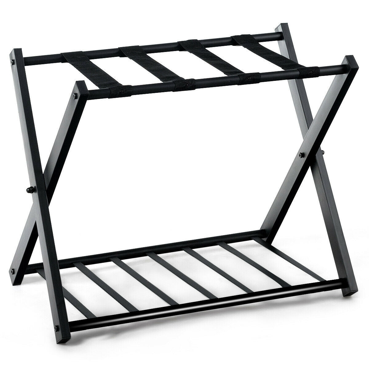 Set of 2 Folding Metal Luggage Rack Suitcase, Black Shoe Racks & Storage Benches at Gallery Canada