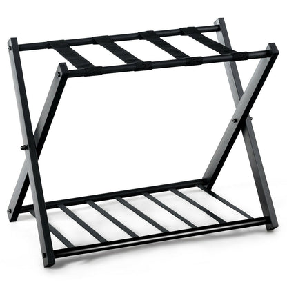 Set of 2 Folding Metal Luggage Rack Suitcase, Black Shoe Racks & Storage Benches at Gallery Canada