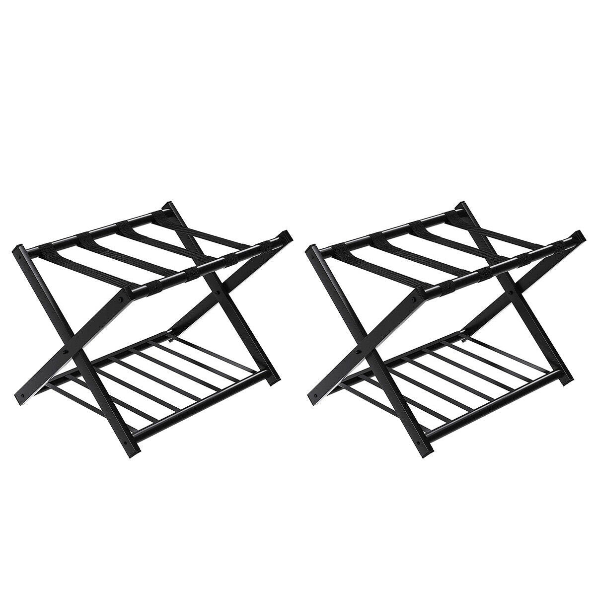 Set of 2 Folding Metal Luggage Rack Suitcase, Black Shoe Racks & Storage Benches Black at Gallery Canada