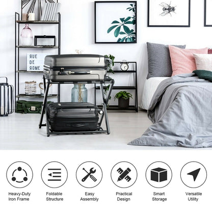 Set of 2 Folding Metal Luggage Rack Suitcase, Black Shoe Racks & Storage Benches at Gallery Canada