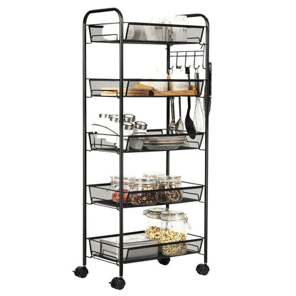 5 Tier Mesh Rolling File Utility Cart Storage Basket, Black File Cabinets at Gallery Canada