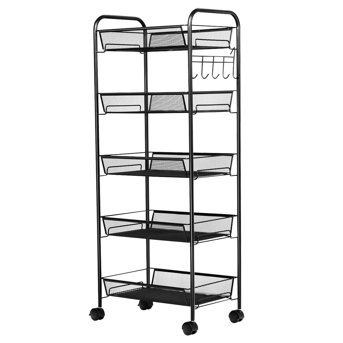 5 Tier Mesh Rolling File Utility Cart Storage Basket, Black File Cabinets at Gallery Canada