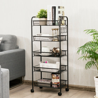 5 Tier Mesh Rolling File Utility Cart Storage Basket, Black File Cabinets at Gallery Canada