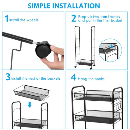 5 Tier Mesh Rolling File Utility Cart Storage Basket, Black File Cabinets at Gallery Canada