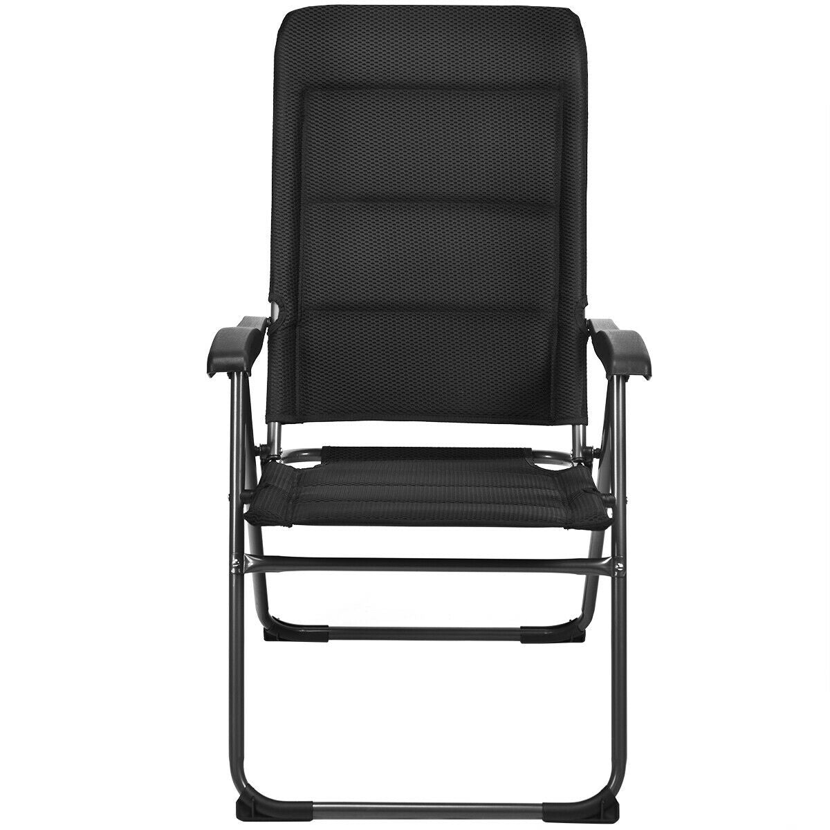 2 Pieces Outdoor Folding Patio Chairs with Adjustable Backrests for Bistro and Backyard, Black Beach & Lawn Chairs at Gallery Canada