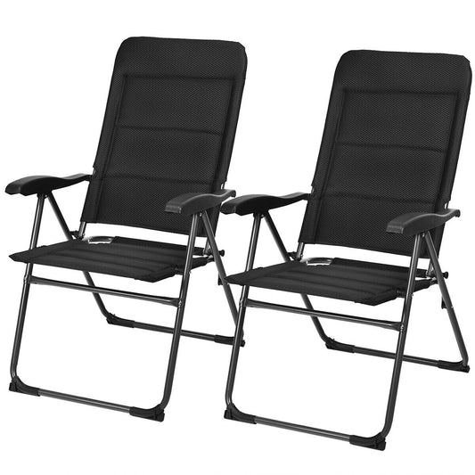 2 Pieces Outdoor Folding Patio Chairs with Adjustable Backrests for Bistro and Backyard, Black Beach & Lawn Chairs Black at Gallery Canada