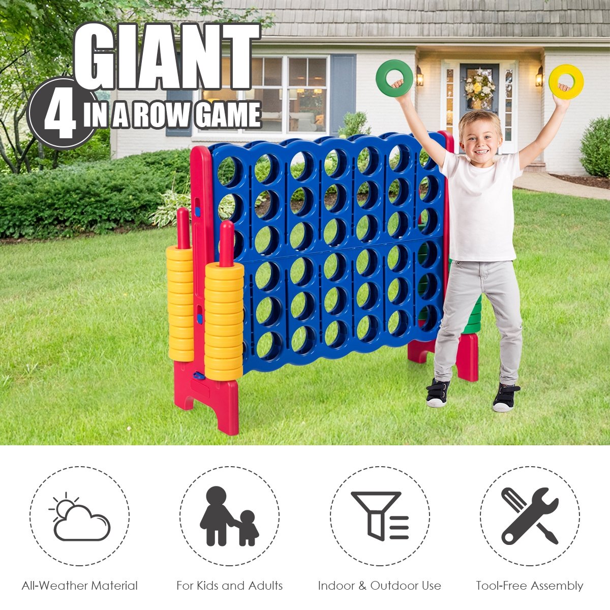 Jumbo 4-to-Score Giant Game Set with 42 Jumbo Rings and Quick-Release Slider, Red at Gallery Canada