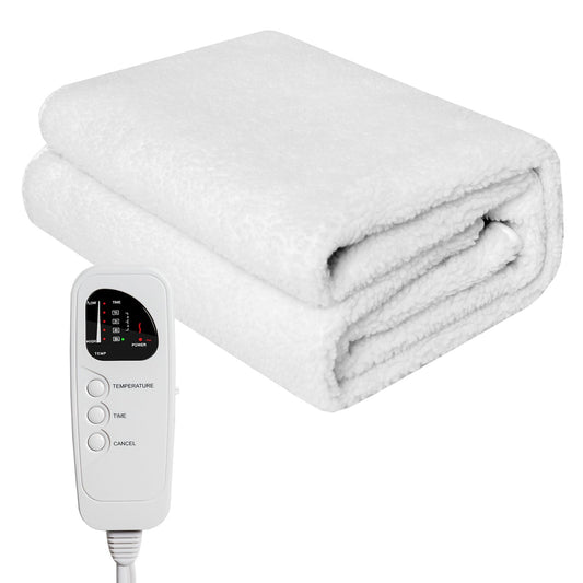 71 x 31 Inch Massage Bed Warmer Heating Pad with 5 Heat Settings, White - Gallery Canada