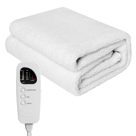 71 x 31 Inch Massage Bed Warmer Heating Pad with 5 Heat Settings, White Mattresses White at Gallery Canada