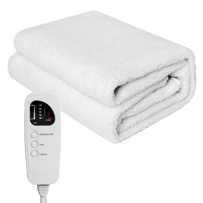 71 x 31 Inch Massage Bed Warmer Heating Pad with 5 Heat Settings, White Mattresses at Gallery Canada