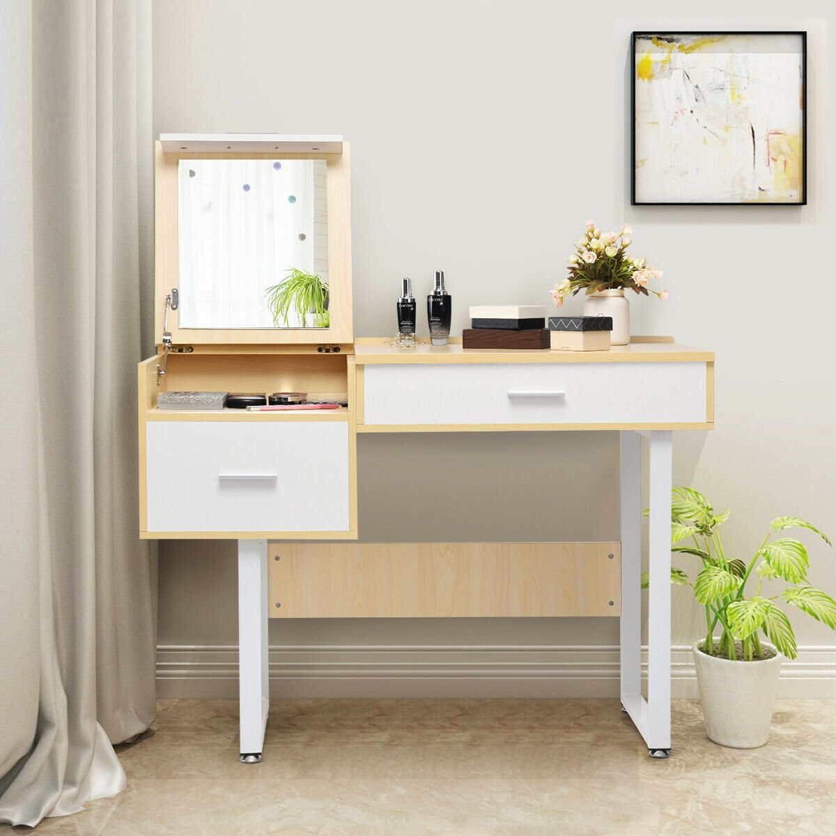 Makeup Table Writing Desk with Flip Top Mirror - Gallery Canada
