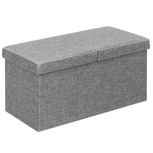 30 Inch Folding Storage Ottoman with Lift Top, Light Gray Shoe Racks & Storage Benches Light Gray at Gallery Canada