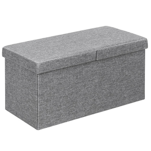 30 Inch Folding Storage Ottoman, Lift Top, Light Gray