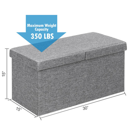 30 Inch Folding Storage Ottoman with Lift Top, Light Gray Shoe Racks & Storage Benches at Gallery Canada