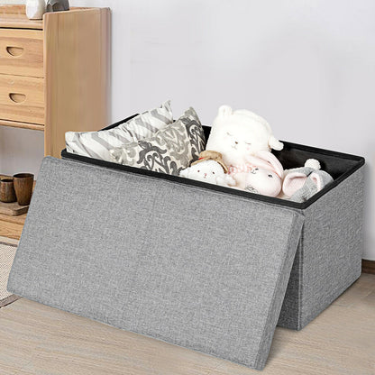30 Inch Folding Storage Ottoman with Lift Top, Light Gray Shoe Racks & Storage Benches at Gallery Canada