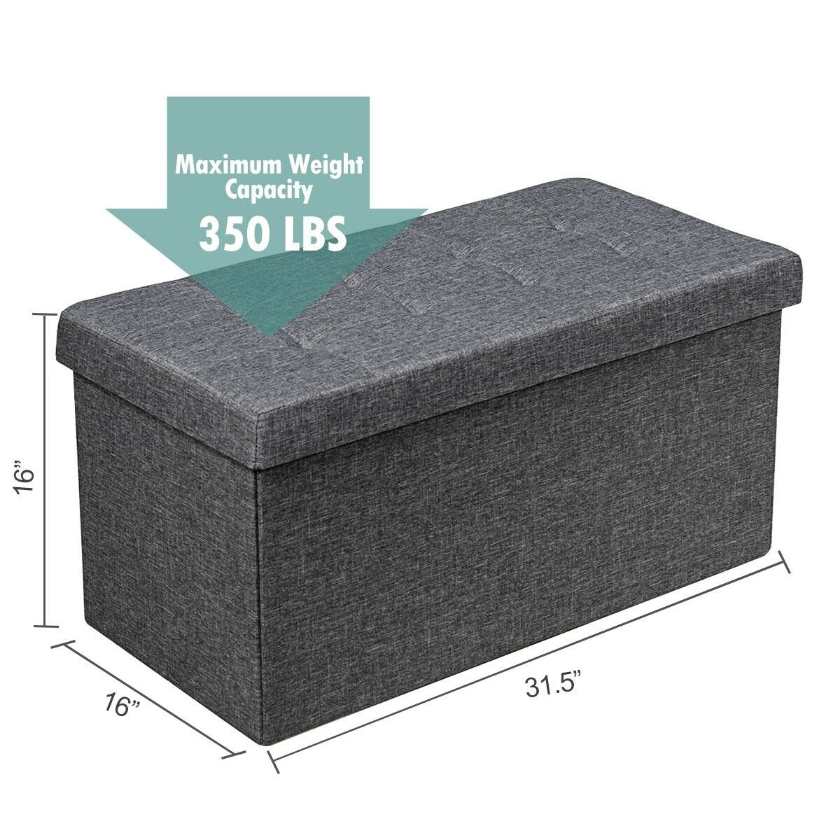 31.5 Inch Fabric Foldable Storage with Removable Storage Bin, Dark Gray at Gallery Canada