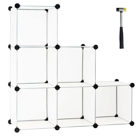6 Cubes Storage Organizer with Rustproof Steel Frame for Indoor Use, White - Gallery Canada