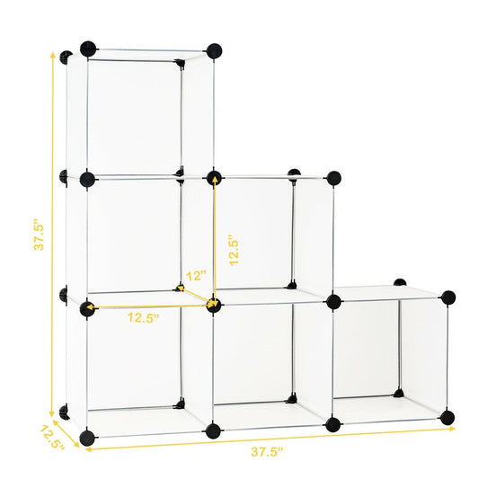 6 Cubes Storage Organizer with Rustproof Steel Frame for Indoor Use, White - Gallery Canada