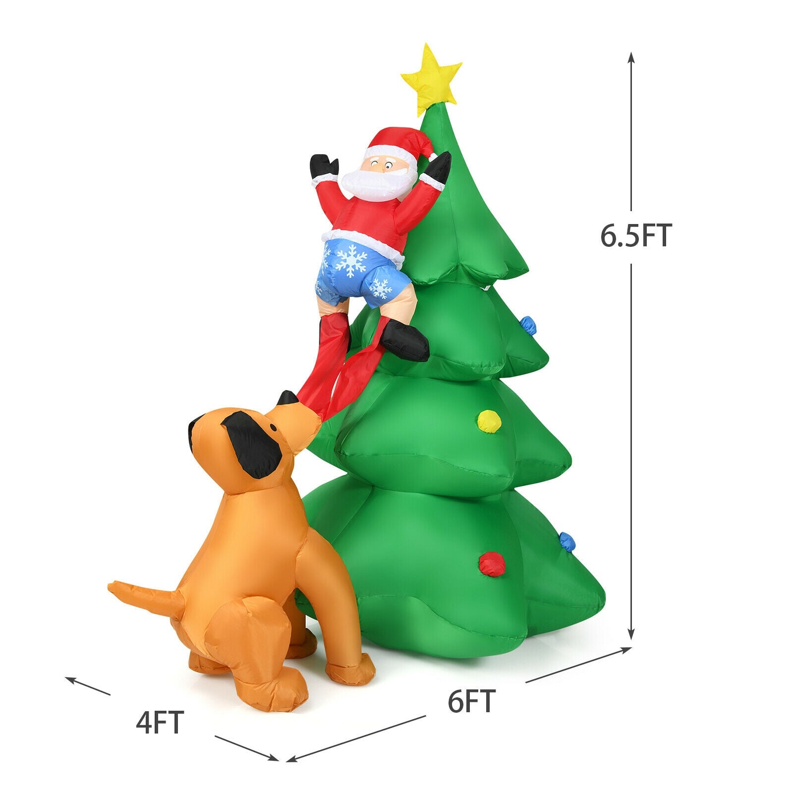 6.5 Feet Outdoor Inflatable Christmas Tree Santa Decor with LED Lights, Green Christmas Inflatables at Gallery Canada