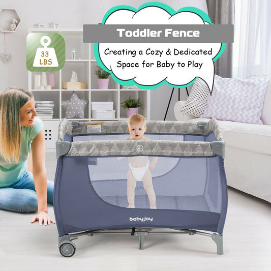 Foldable Safety  Baby Playard for Toddler Infant with Changing Station, Gray - Gallery Canada