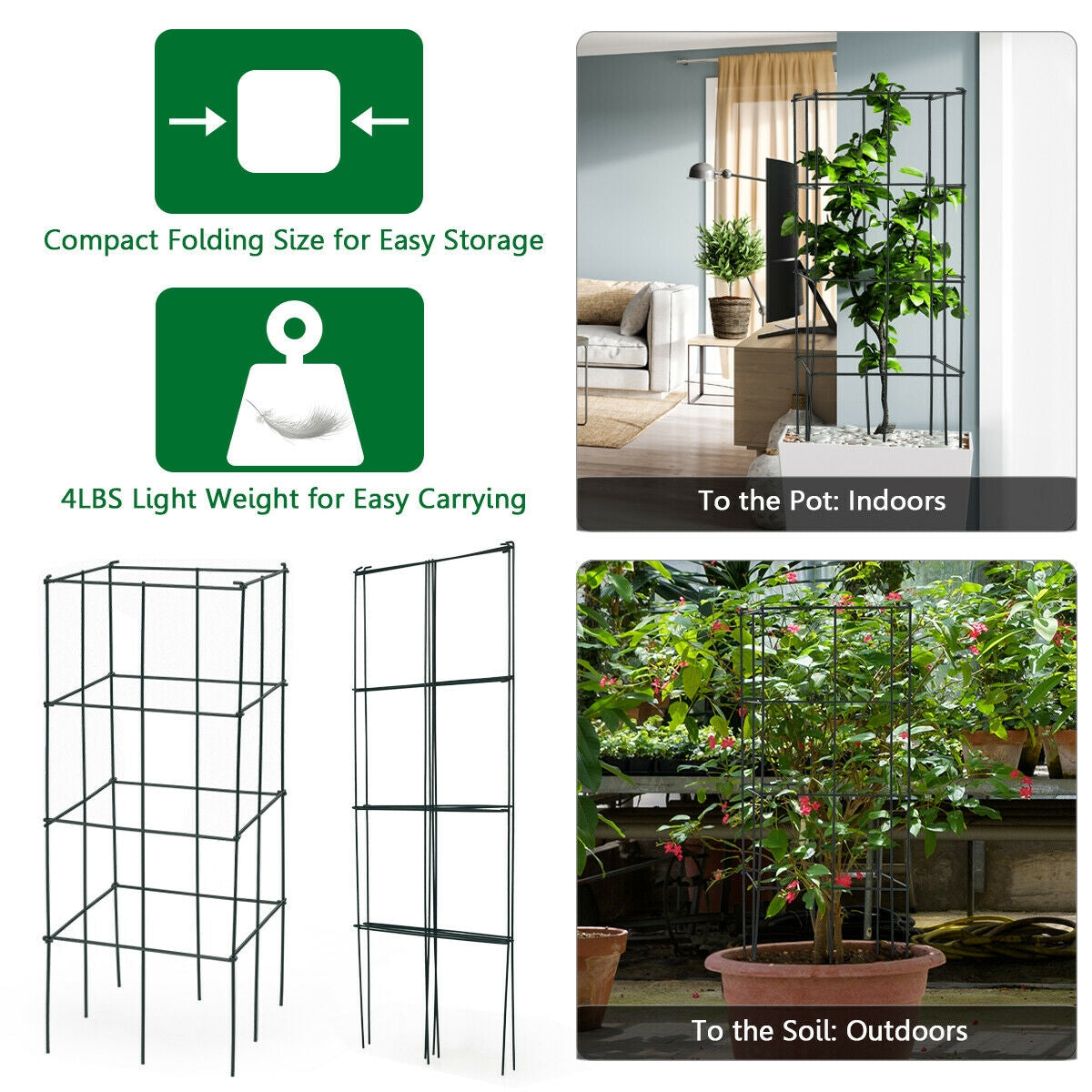 4 Pack Garden Trellis For Climbing Plants, Black Plant Stands at Gallery Canada