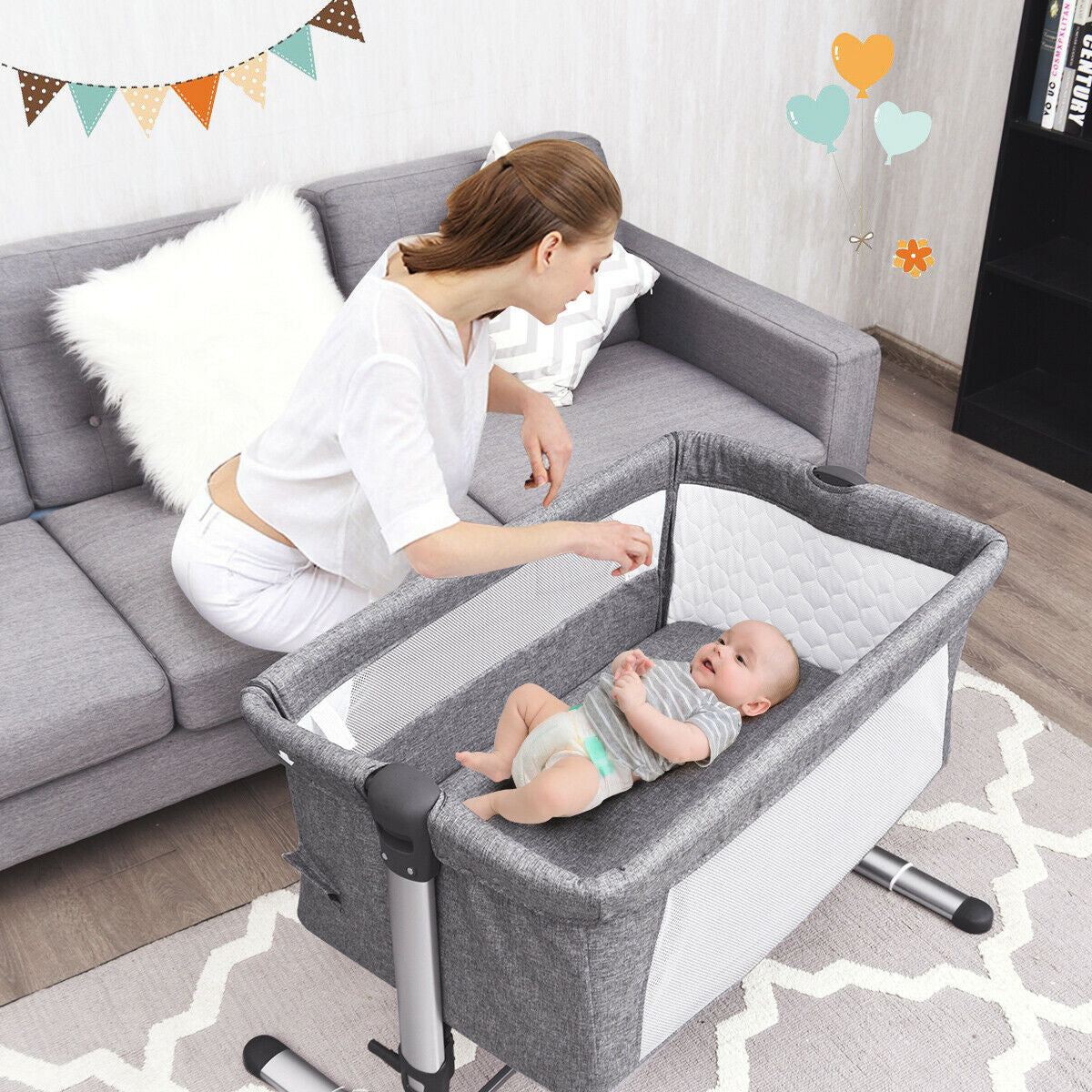 Travel Portable Baby Bed Side Sleeper  Bassinet Crib with Carrying Bag at Gallery Canada
