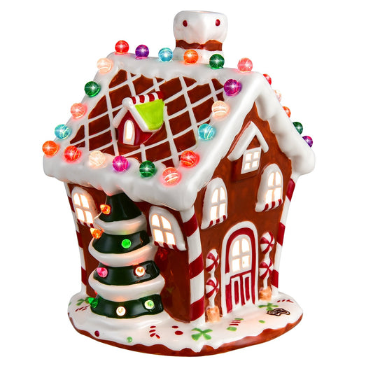 Hand-Painted Ceramic Christmas House with 44 Multicolored Lights, Multicolor - Gallery Canada