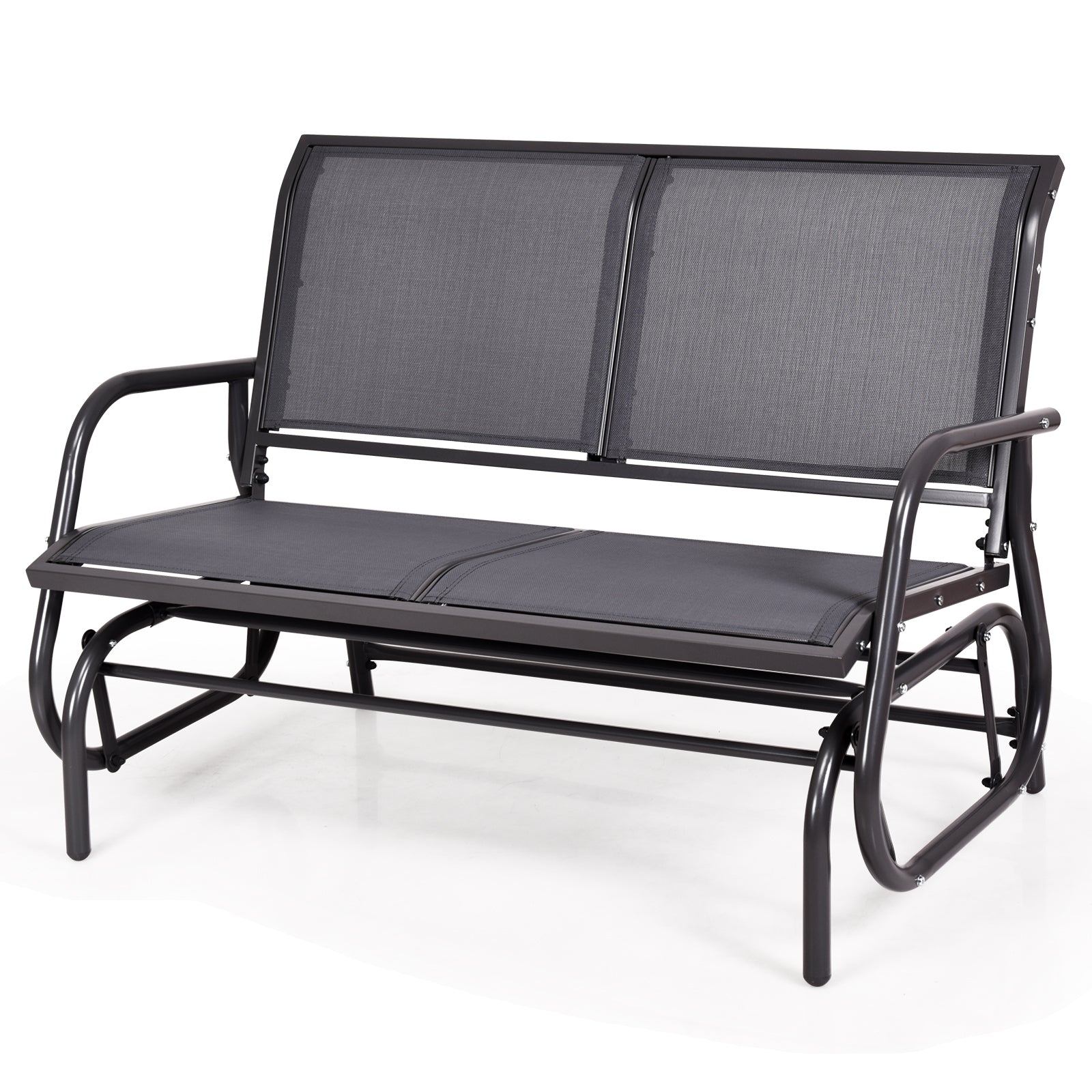 Swing Glider Chair 48 Inch Loveseat Rocker Lounge Backyard, Gray Patio Rocking Chairs & Gliders at Gallery Canada